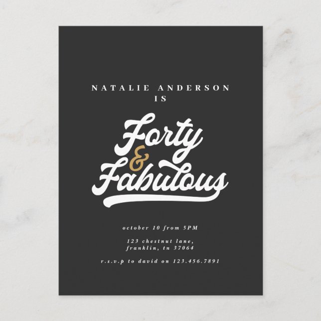 Carte Postale Moderne 40 et fabuleux black and or anniversaire p (Devant)