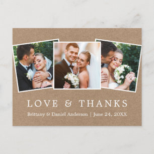 Carte Postale Moderne Amour Simple Merci Mariage 3 Photo Kraft