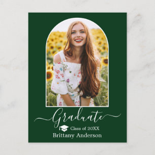 Carte Postale Moderne Arc Casquette Calligraphie Green Graduatio