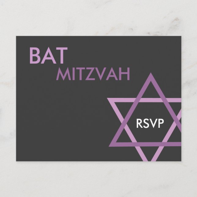 Carte postale moderne Bat mitzvah RSVP (Devant)