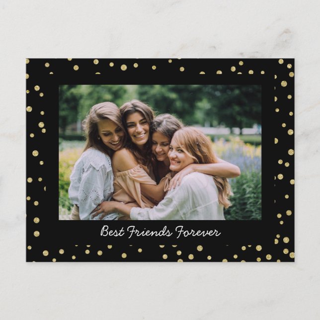 Carte Postale Moderne Best Friends BFF Besoins Photo Black Gold (Devant)