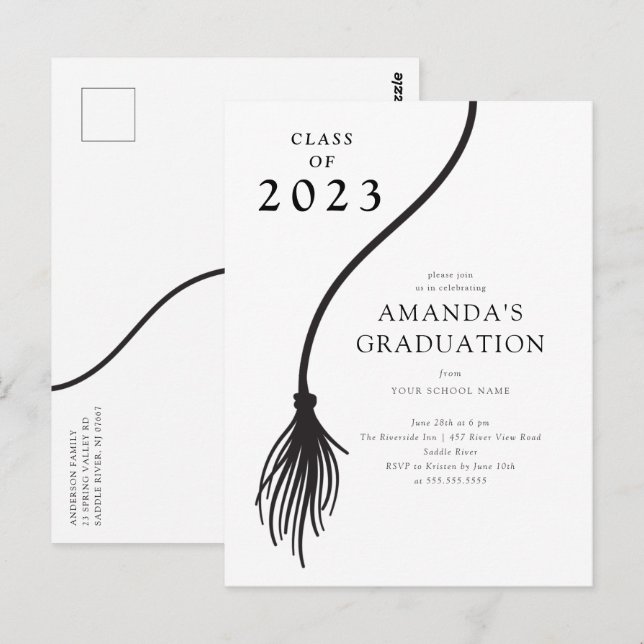 Carte postale moderne Black Tassel Graduation Part (Devant / Derrière)