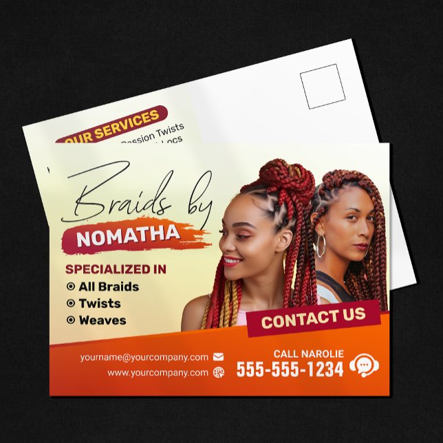 Carte Postale Moderne Braiing Salon Braid Styliste Hairstyliste (Créateur téléchargé)