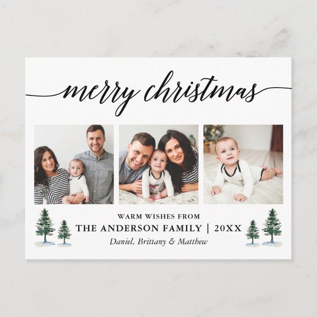 Carte Postale Moderne Calligraphie Pins Noël 3 Photo (Devant)
