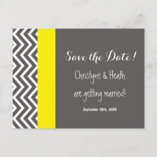 Carte postale moderne Chevron Grey & Yellow Save D