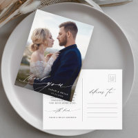 Moderne Chic Calligraphie Mariage Photo Merci