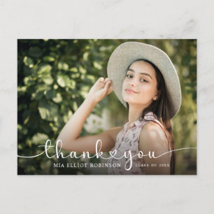 Carte Postale Moderne Coeurs Script Graduation Photo Merci