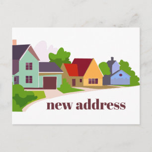 Carte Postale Moderne Coloré Nous Avons Déménagé Nouvelle Adress