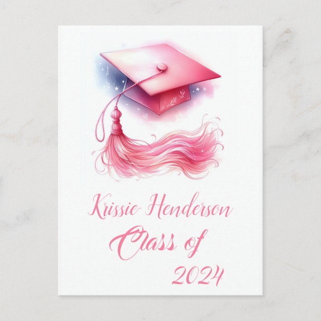 Carte Postale Moderne élégant Pastel Graduation Cap (Devant)