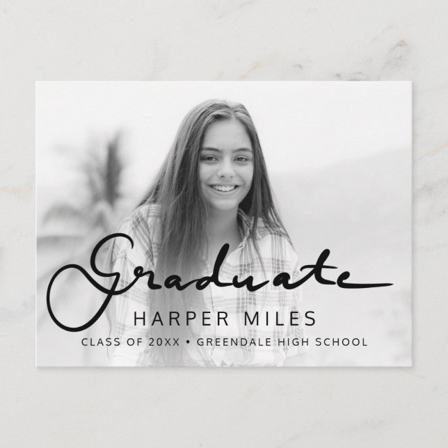 Carte Postale Moderne élégant script dégradé graduation photo po (Devant)