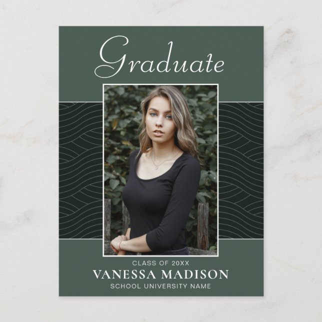 Carte Postale Moderne | Élégant Script Mint Green 1 Photo Grad (Devant)