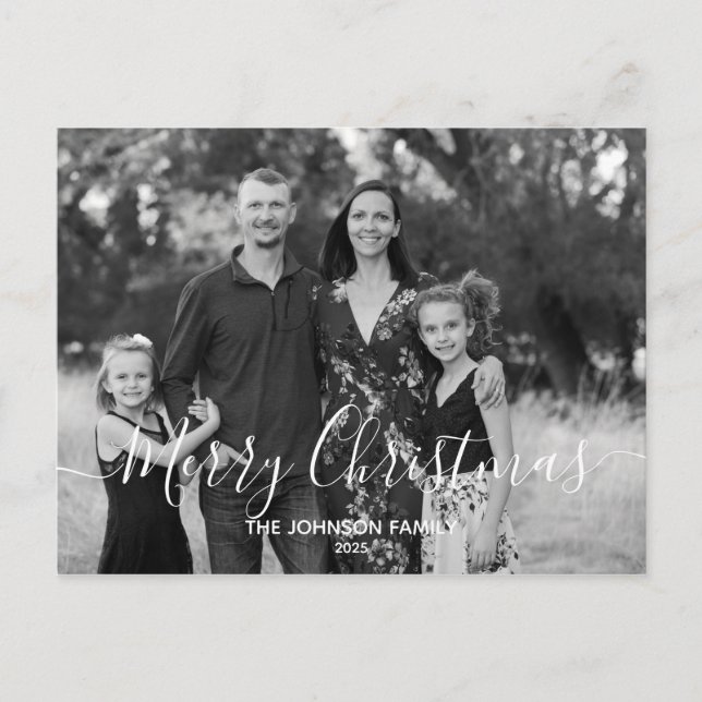 Carte Postale Moderne Elegant Simple Joyeux Noël avec photo (Devant)