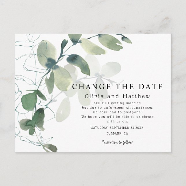 Carte Postale Moderne Eucalyptus Modifier le Faire-part de date (Devant)