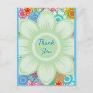 Carte Postale Moderne floral coloré texte personnalisé ou Merci
