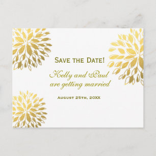 Carte postale moderne Floral Gold Foil élégant mar