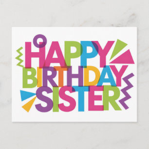 Carte Postale Moderne graphique vibrant "Joyeux anniversaire SŒU