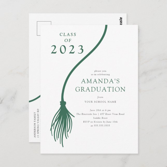 Carte postale moderne Green Tassel Graduation Part (Devant / Derrière)
