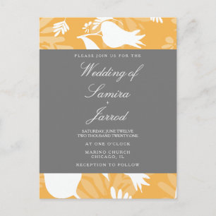 Carte Postale Moderne Jaune Gris Floral Tulipe Mariage Botanique