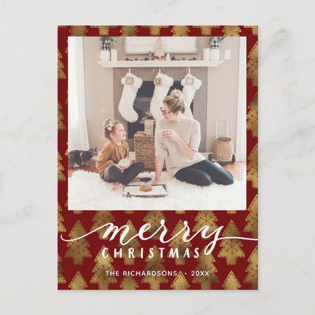 Carte Postale Moderne MERRY écriture élégante à carreaux de biso (Devant)