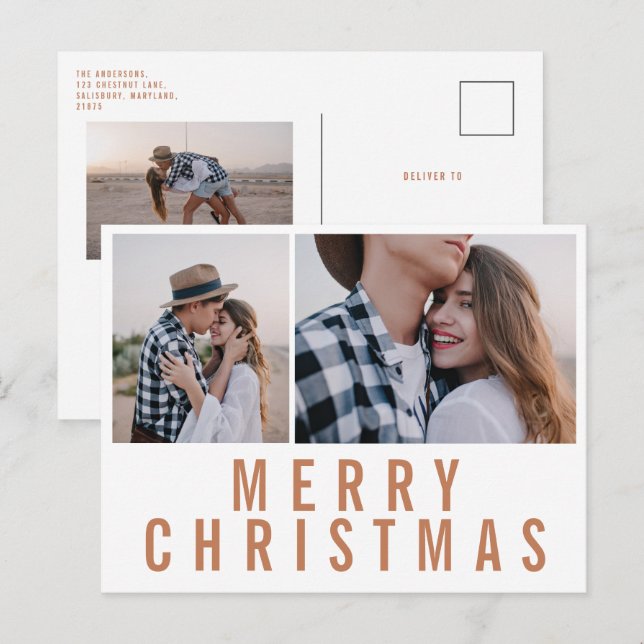 Carte Postale Moderne minima multi photo chic style Noël (Devant / Derrière)