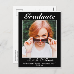 Carte Postale Moderne minimaliste Faire-part de graduation noire