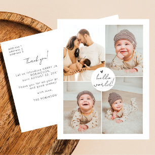 Carte Postale Moderne Minimaliste Multi Photo Remerciements Nais
