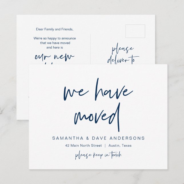 Carte Postale Moderne minimaliste, Nous avons déménagé, Faire-pa (Devant / Derrière)