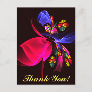 Carte Postale Moderne Motif Abstrait Floral Coloré Art #06