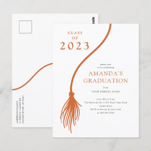 Carte postale moderne Orange Tassel Graduation Par