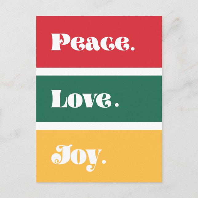 Carte Postale Moderne Paix Amour Joie Noël (Devant)
