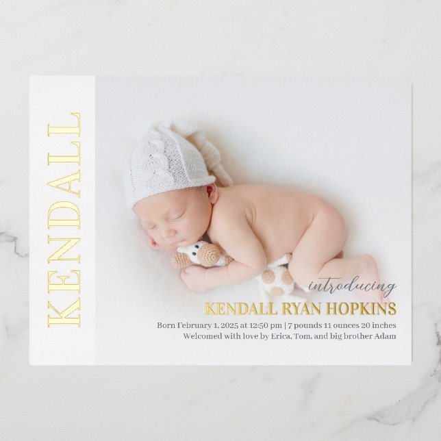 Carte postale moderne pour bébé Foil de démarrage  (Recto)