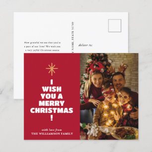 Carte postale moderne Red Merry Christmas Family P