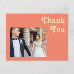 Carte Postale Moderne Rétro Merci de votre mariage photo corai
