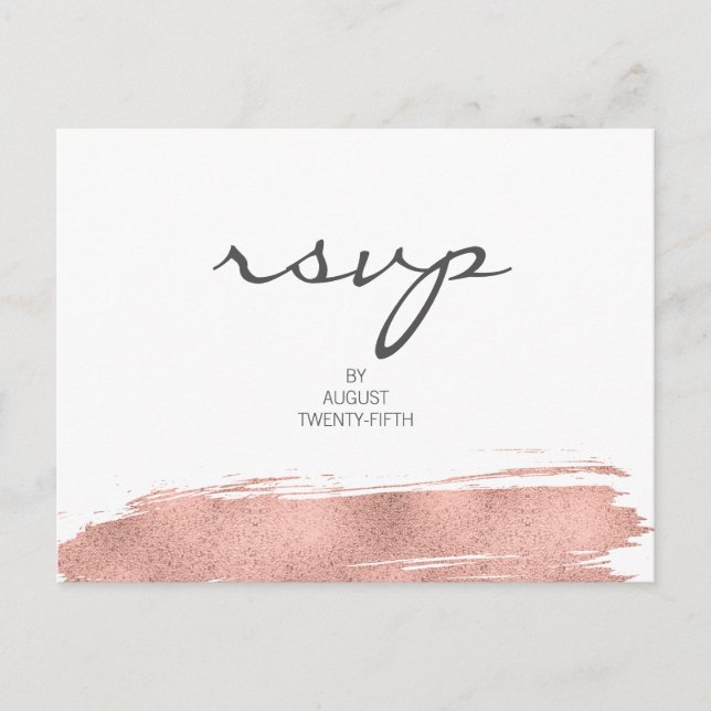 Carte postale moderne Rose Gold Brushstroke Weddin (Devant)