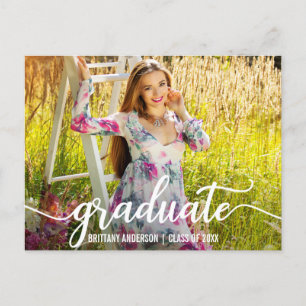 Carte Postale Moderne Script Graduation Party Invitation Photo W