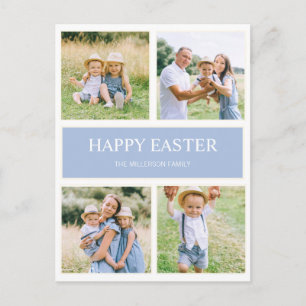 Carte Postale Moderne Simple Bleu Joyeuses Pâques 4 Photo de Fam