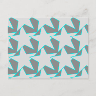 Carte Postale Moderne Star Géométrique - gris et turquoise