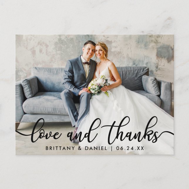 Carte Postale Moderne tendance amour Merci photo Mariage (Devant)