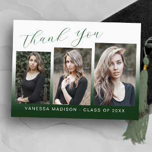 Carte Postale Moderne tendance vert & blanc 3 Merci photo Grad