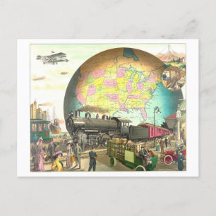 Carte Postale Modes de transport Lithographie victorienne