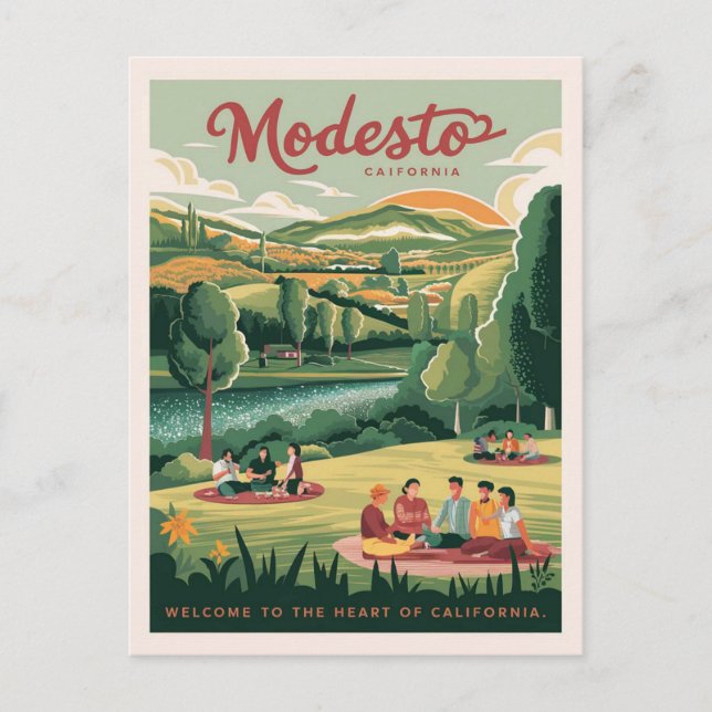 Carte Postale Modesto, Bienvenue au coeur de la Californie (Devant)