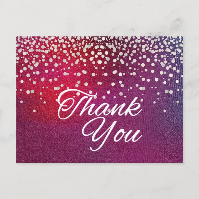 Carte Postale Modeuse Pas Cher Blanche Merci Noir Paillettes (Devant)