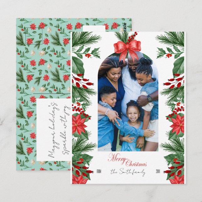 Carte postale modifiable pour les fêtes de Noël (Devant / Derrière)