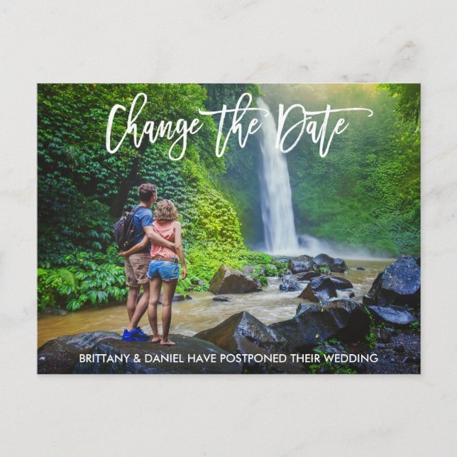 Carte Postale Modifier La Date Moderne Brush Script Photo (Devant)