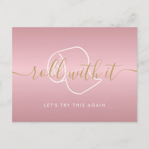 Carte Postale Modifier la date reportée Annulé Chic Rose Gold