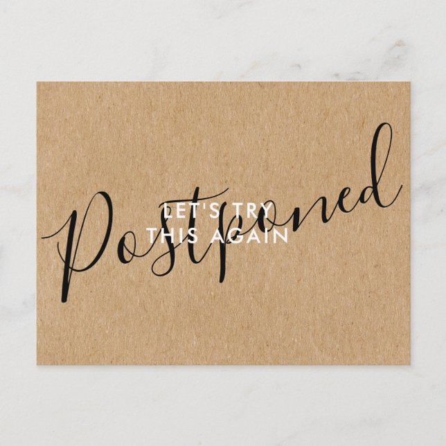 Carte Postale Modifier la date reportée Annulé événement rustiqu (Devant)