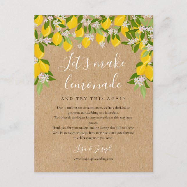 Carte Postale Modifier la date reportée photo citrons rustiques (Devant)