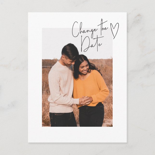 Carte Postale Modifier la date simple Script Photo Postponement (Devant)