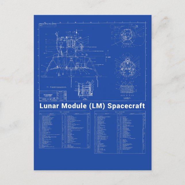 Carte Postale Module lunaire Lander Lune (LM) - Plan directeur (Devant)