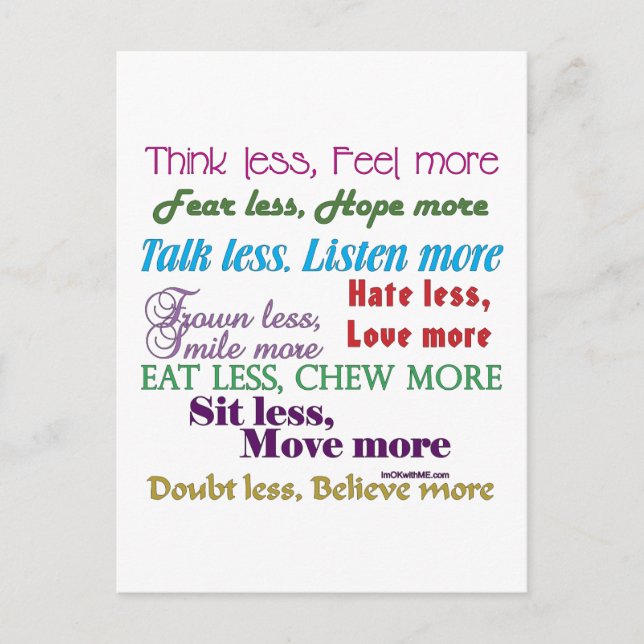 Carte Postale Moins c'est Plus (Devant)